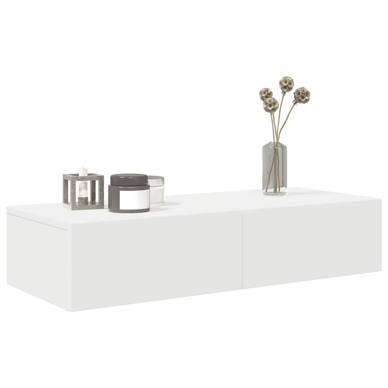 112-9 Wall Mounted Shelf, White, 19cm H x 100cm W x 36cm D