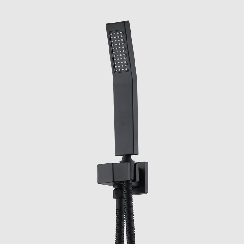 Ceiling Mounted Shower System In Matte Black Look - 10" Head & Handheld, Brass, Mimics Natural Rainfall Feeling, Self-cleaning Nozzle, Agrees With American Standard Pipe Connections Kit Handheld