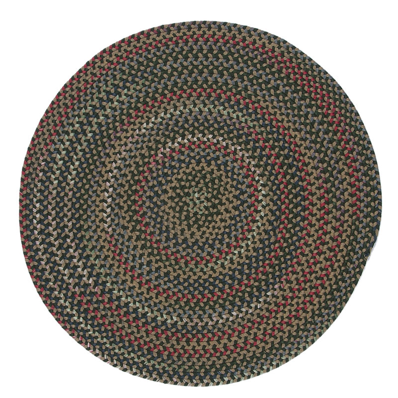 Tapis décoratif bleu/vert tressé doliya, Rond 10 pi