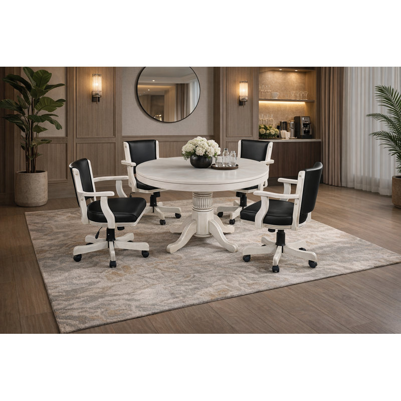 Gtbl48 noir avec ensemble de chaise de jeu, Blanc antique