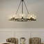 Luminaire suspendu en verre soufflé de style lustre noir mat 8 lumières de 35 po de large pour salon / salle à manger