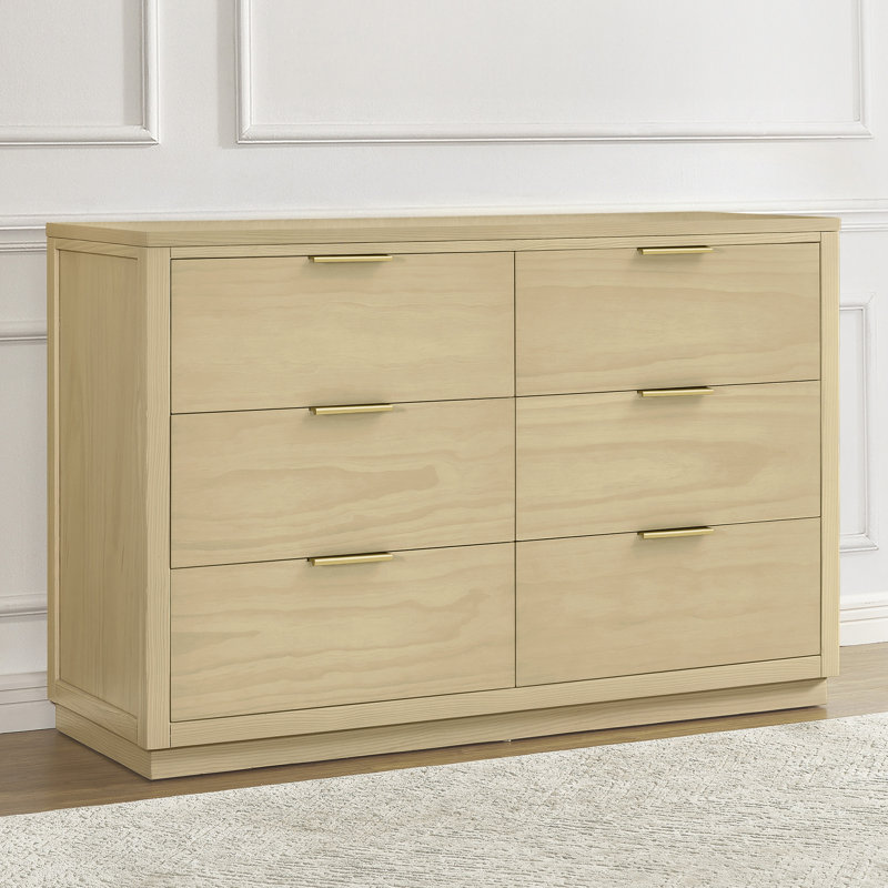 Commode 6 tiroirs Delta Children Forever Naturals - entièrement assemblée, grès naturel, Crème / doré