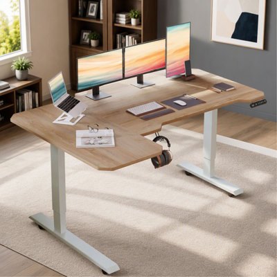 59" L-Shaped Corner Electric Standing Desk, Height Adjustable Sit-Stand Desk