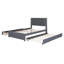 Lit plateforme tapissier avec 2 tiroirs et 1 lit gigogne, tête de lit classique pour un rangement et un confort maximaux-1554430588
