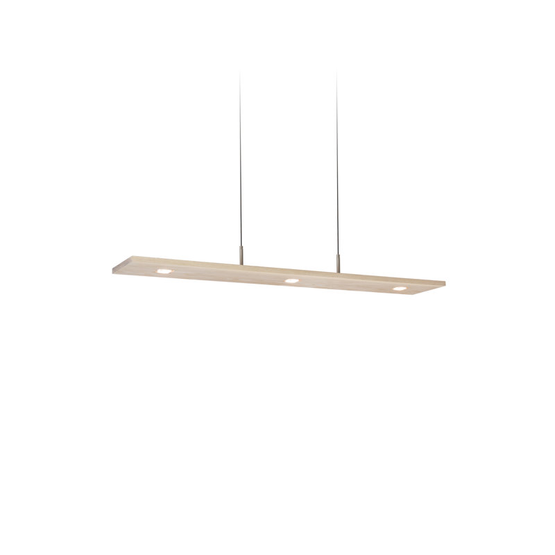 Vix Dimmable LED Pendant, 3500K, 0.75" H x 48" W x 8" D, White Washed Oak