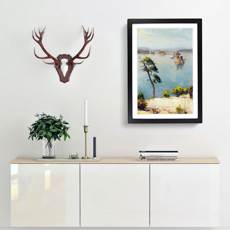 Landshaft by Hiroshi Yoshida - Framed Print, 48cm H x 36cm W x 2cm D, Black Framed
