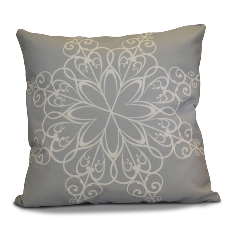 Holiday Wishes Geometric Outdoor Reversible Throw Pillow, 16" H x 16" W, Gray