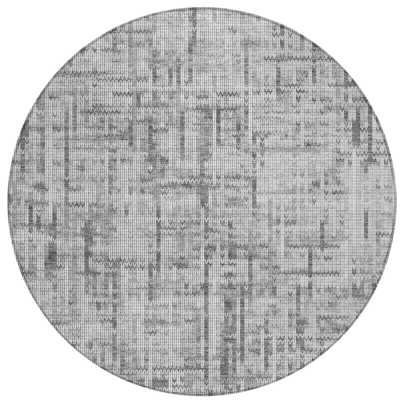 Machine Washable Indoor/Outdoor Colman ACN2130 Striped Rug, Round 8'
