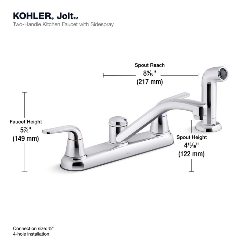 Double Handle Kitchen Faucet with Side Spray