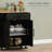 Kitchen Island with Storage, Rolling Kitchen Cart with AC Outlets and USB Ports, Microwave Stand with Towel and Spice Rack, Black-129238699
