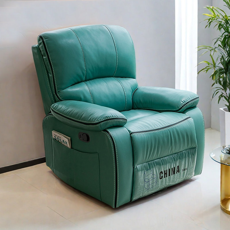 Fauteuil inclinable multifonctionnel en similicuir de salon, Bleu