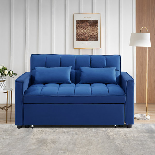 Everly Quinn 55.01'' Velvet Tight Back Convertible Sofa | Wayfair