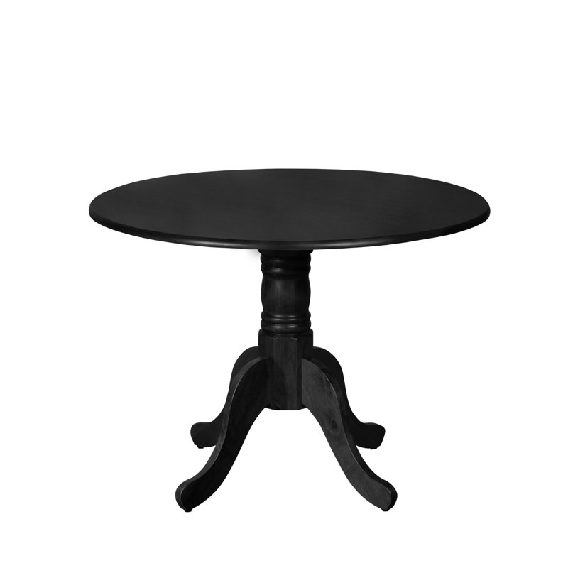 Jazlyn Round Solid Wood Base Dining Table, Black