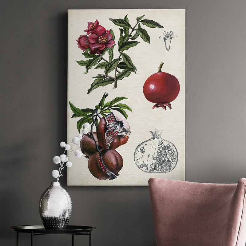 «Pomegranate Composition II», peinture sur toile tendue, H 36 po x l 24 po x P 1 po