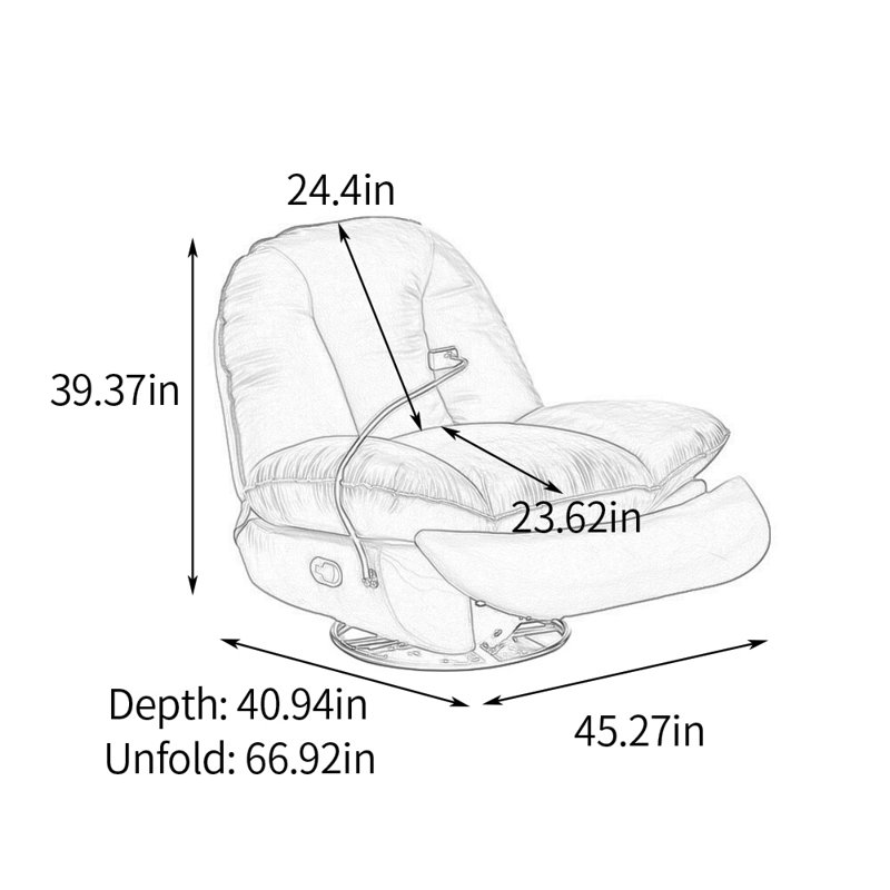 Fauteuil inclinable multifonctionnel avec accoudoirs de rangement, Gris