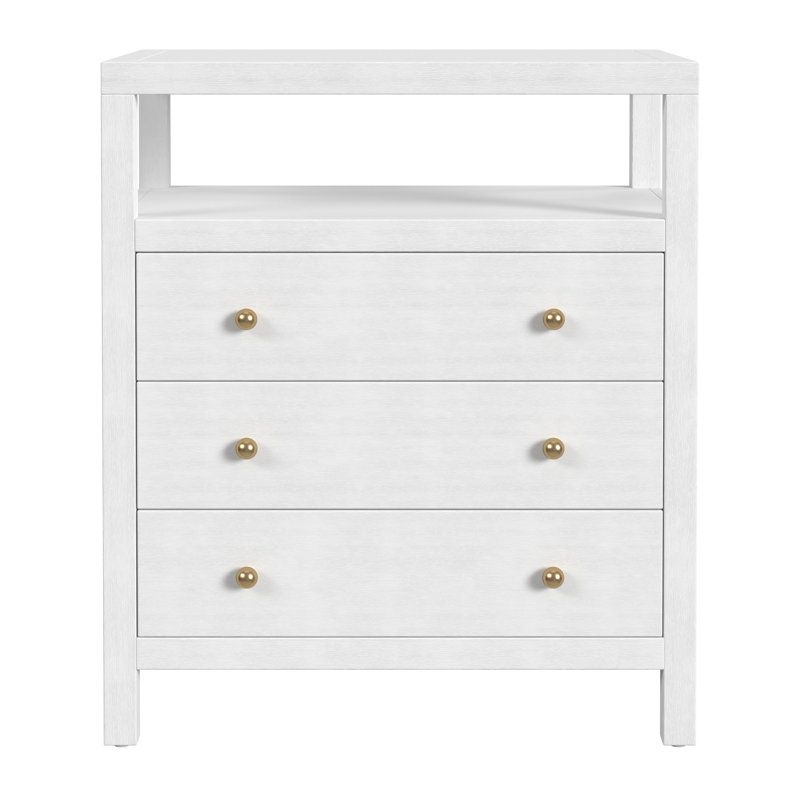 Celine 27" 3-Drawer Nightstand, Textured White