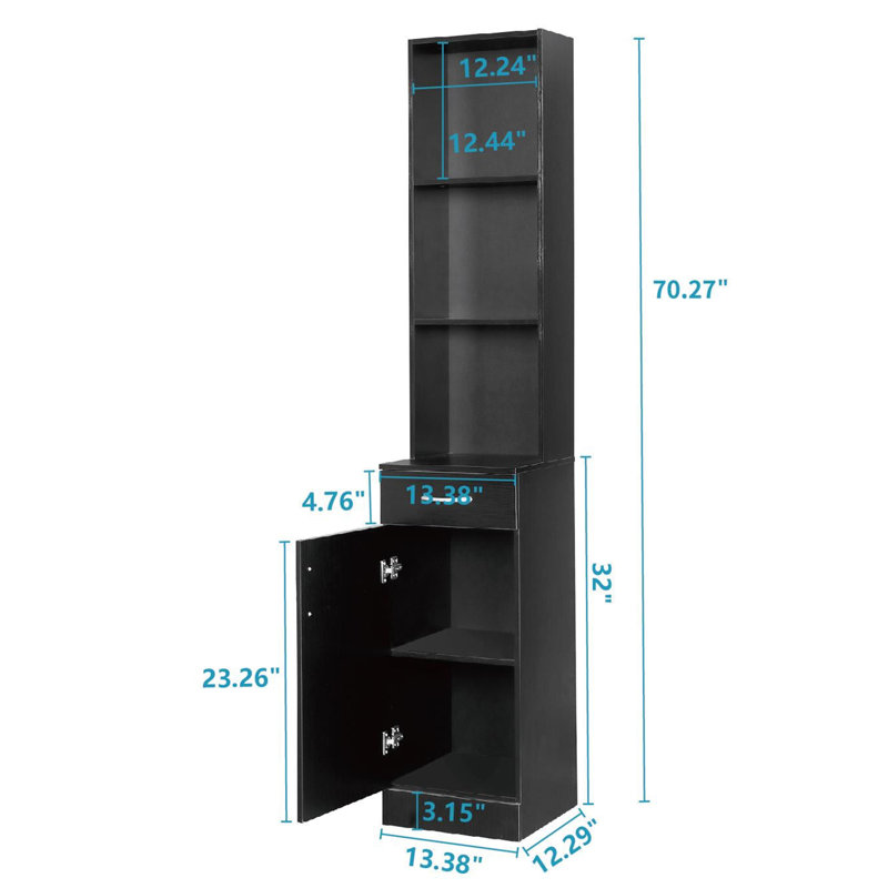 Armoire haute autoportante avec 5 tablettes et tiroir