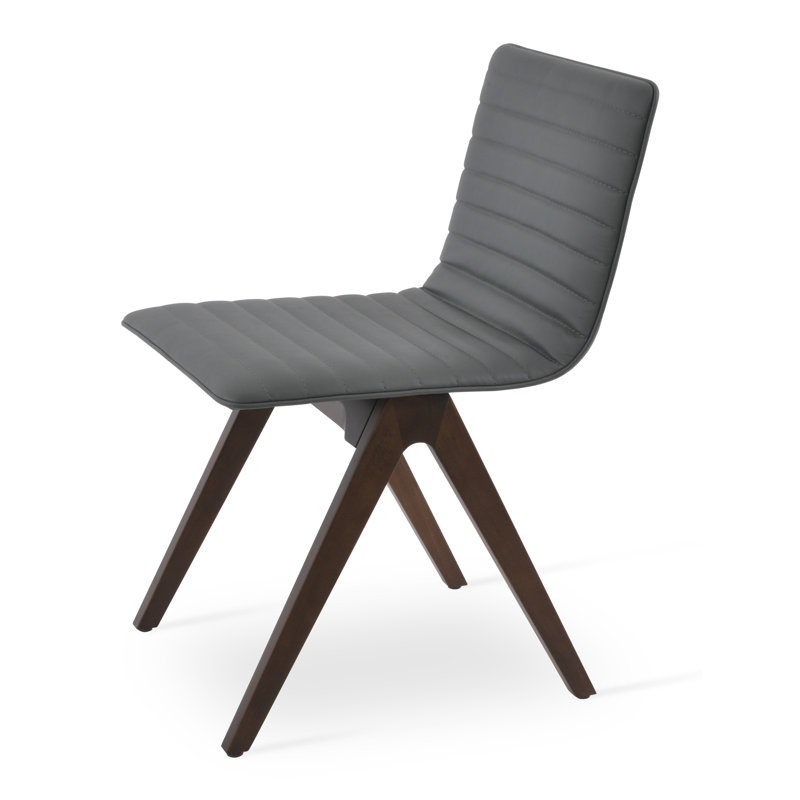 Fino Upholstered Solid Back Side Chair, Gray, Natural