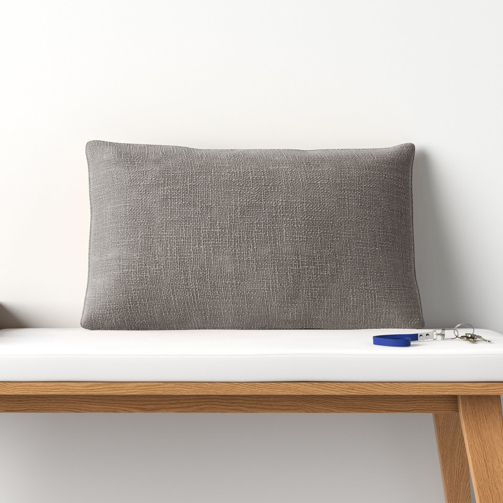Ruzmira Cotton Lumbar Throw Pillow, Gray