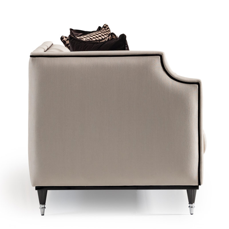 La Francaise 105'' Square Arm Sofa, Cream Polyester Blend