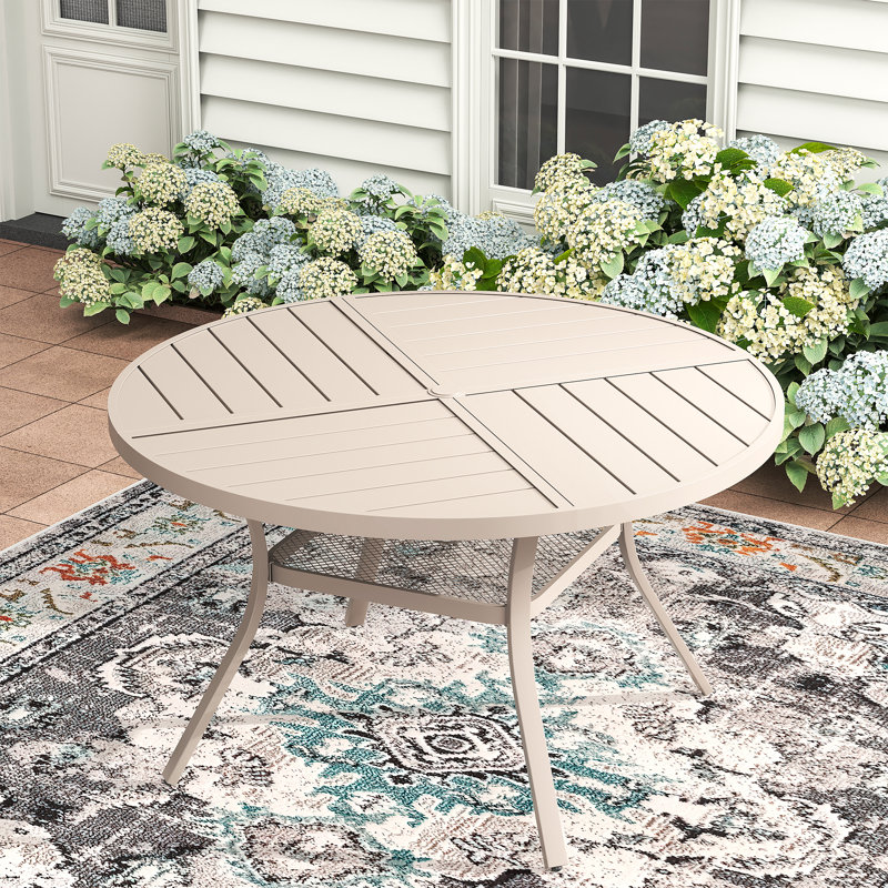 Table de salle à manger d'extérieur, H 28,3 po x L 47,2 po x l 47,2 po, Crème / crème