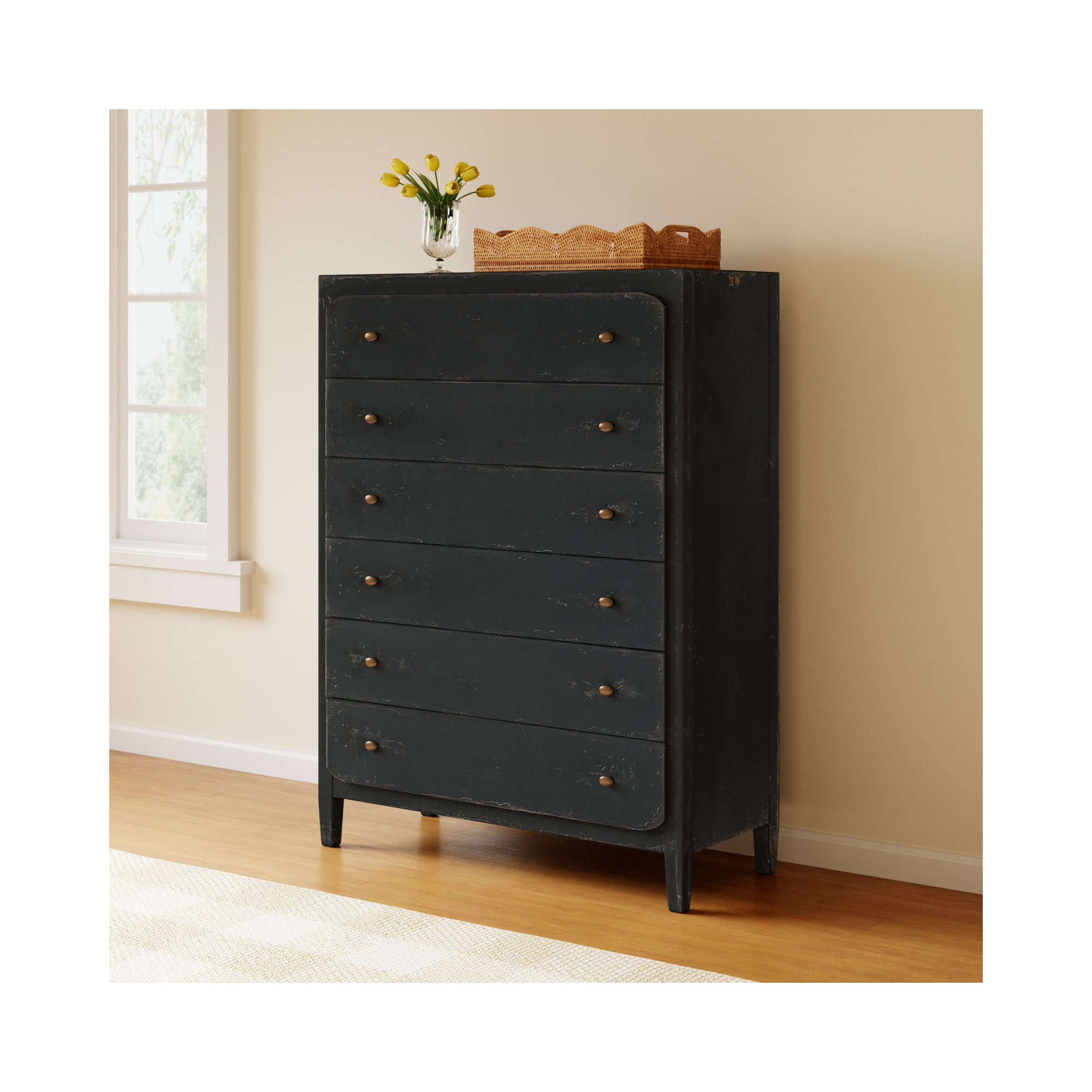 Chamberlain 6 - Drawer Dresser, Black