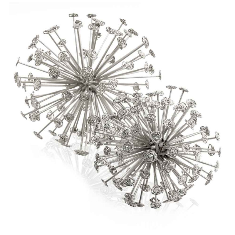 2 Piece Cieran Starburst Spheres, Silver, 6.5"  x 6.5 "