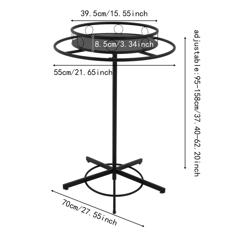 Rotatable Round Garment Rack 360° Rotatable Metal Clothes Hanging Rack Adjustable Height
