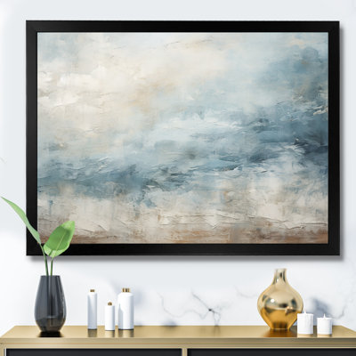 Beige Blue Ocean Storm I - Abstract Shapes Canvas Print Wall Art