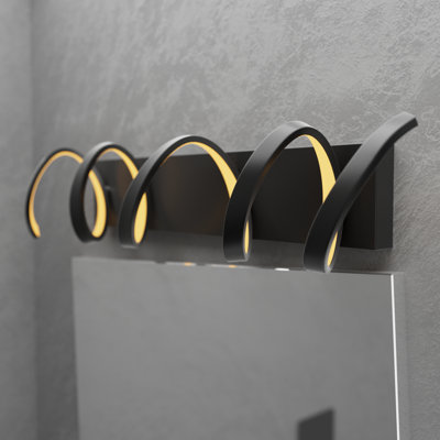 Auna 28 in. 1-Light Modern LED Dimmable Flush Mounted Vanity Light in Matte Black with Acrylic Shade