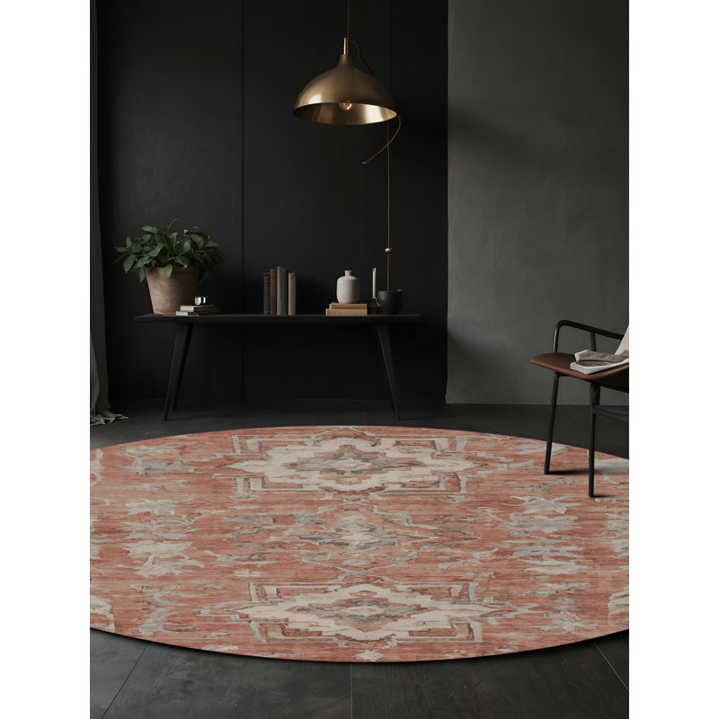 Machine Washable Gray Area Rug, Round 6'