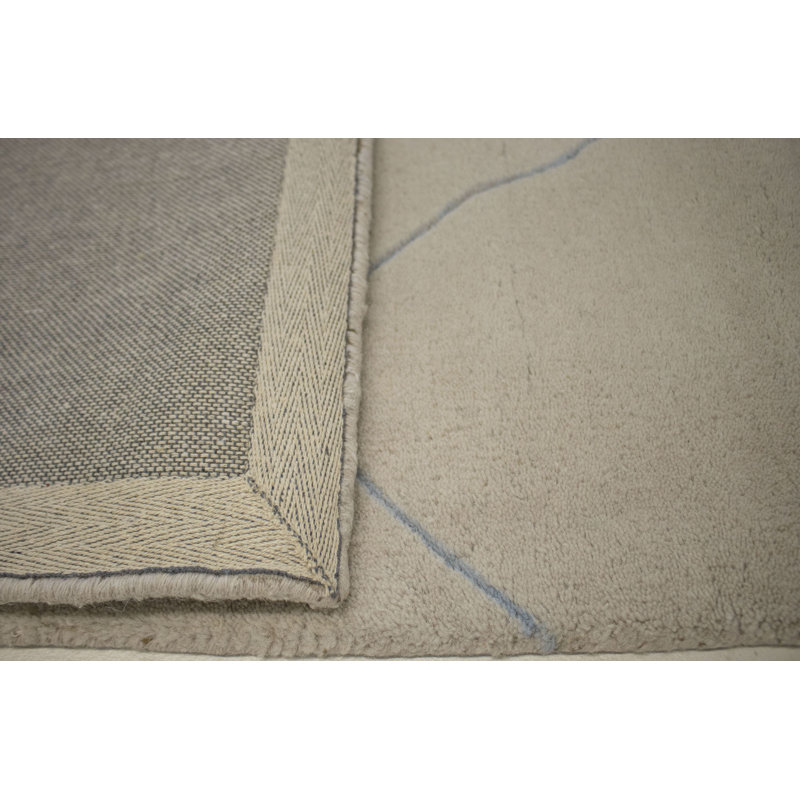 Tapis de couloir beige en laine touffeté à la main