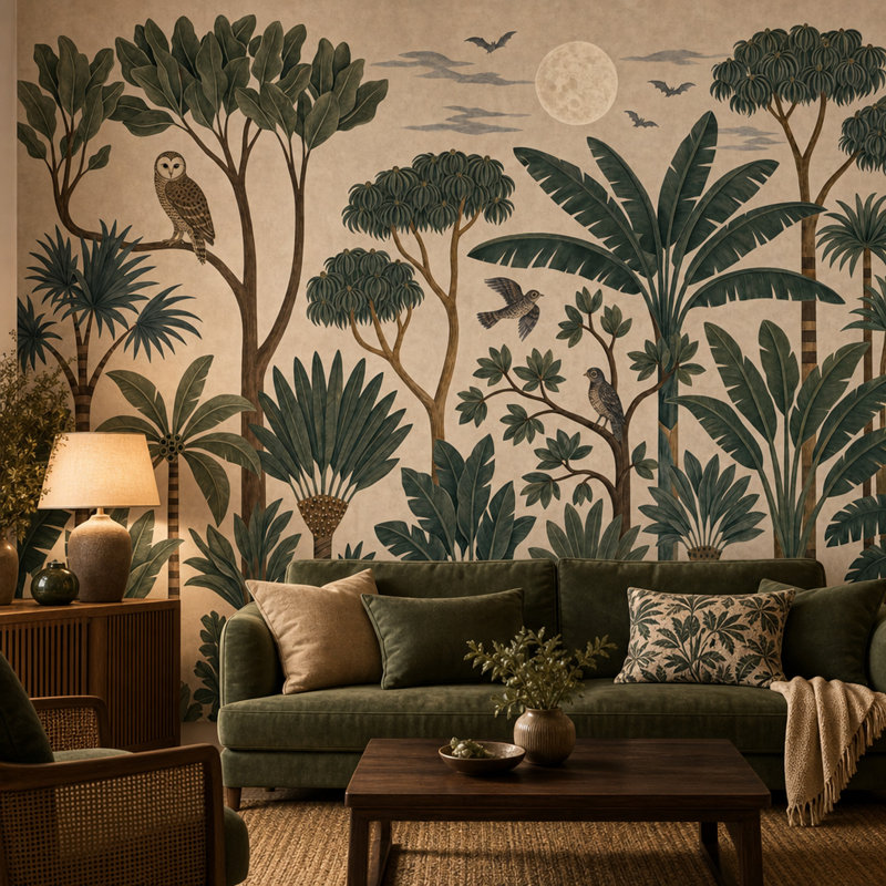 Papier peint jungle tropicale, botanique, Non-Woven Nonpasted, 120"x96"