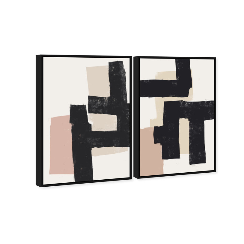 Nowhere Set Abstract Canvas Print by Oliver Gal, Black Frame, 10 x 15, 25"H x 37"W, Black Floater Frame