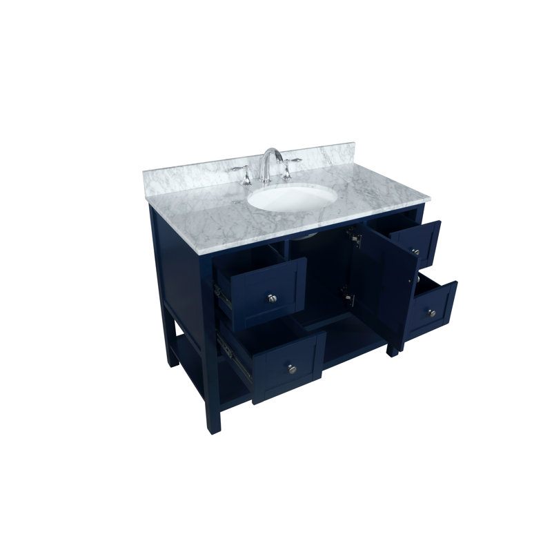 Ensemble de meuble-lavabo simple l 42 po x P 21,5 po x H 35 po Amyra, Bleu