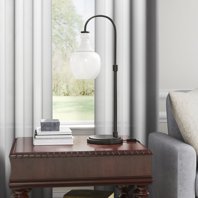 Verona Metal Arched Lamp, Seeded, Blackened Bronze