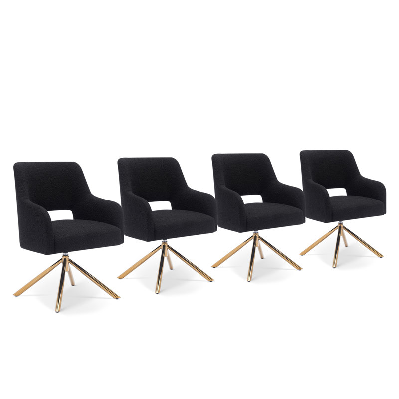 Upholstered Swivel Armchair, Black Polyester Blend
