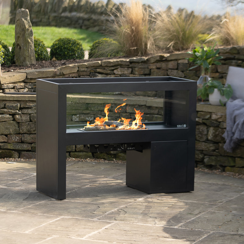 Himanshu Rectangle Douglas Fir Wood Propane Smokeless Fire Pit Table with Hidden Fuel Tank