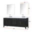 Meuble-lavabo double en chêne noir 84 po W avec comptoir en quartz blanc, robinet et 36 miroirs - robinet scellé de longue durée inclus
