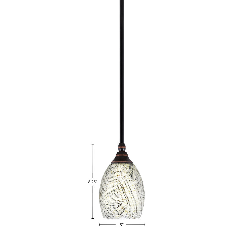 Mini-luminaire suspendu suspendu avec tige en verre noir 5 po, Naturel