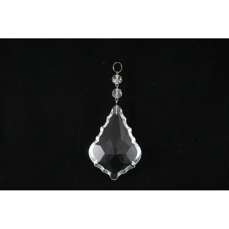 Ornement faîteau feuille de pendalogue 89mm crystal, H 5,9 po x l 3,5 po x P 1,5 po