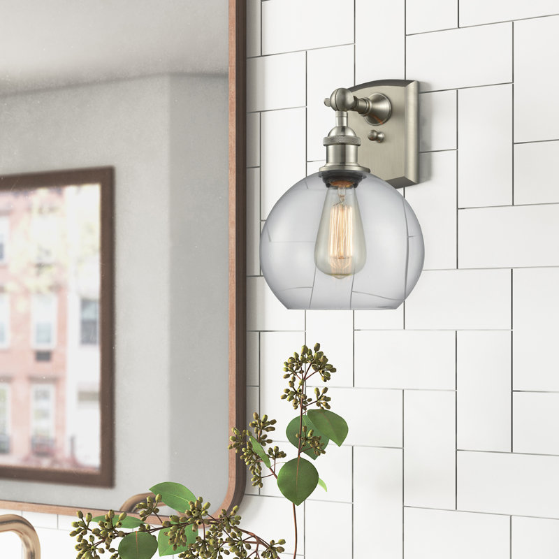 Baptista Armed Sconce, Brushed Satin Nickel, Clear