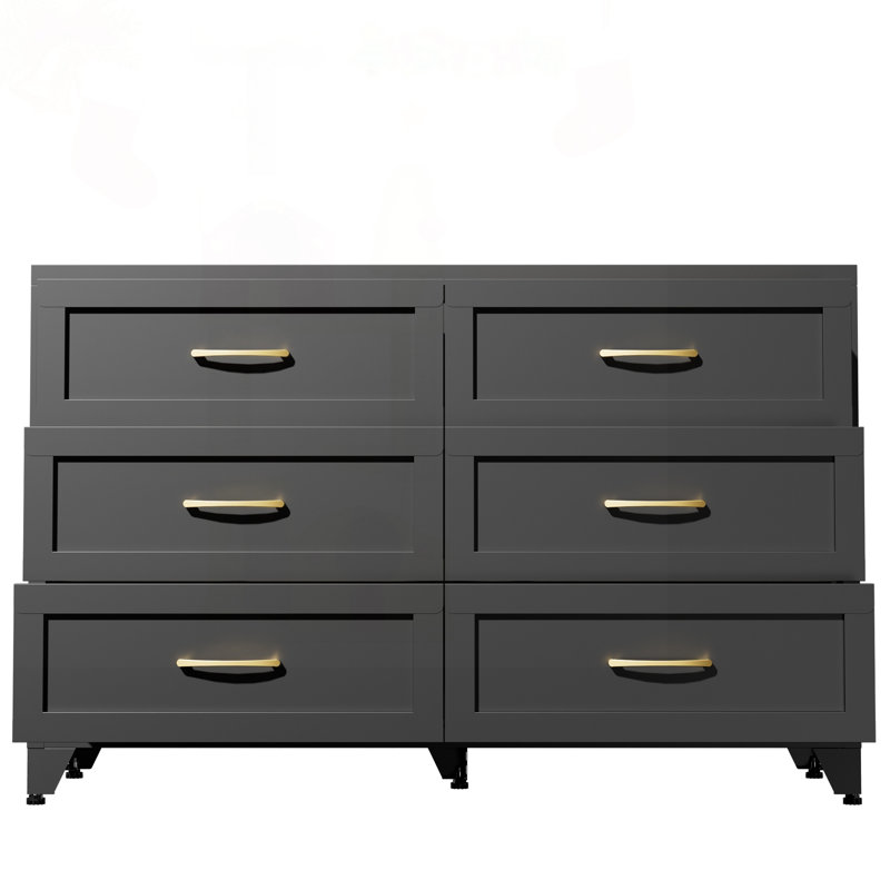 Commode 6 tiroirs à profil bas en acier pour chambre à coucher et petits espaces