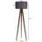 Luro Elegant Wooden Floor Lamp with Fabric Shade, Walnut & Grey, 60.2 in Tall | 17.7 in Diameter Base | E27 Socket (Max 60W) | On/Off Switch on Cable | Stylish Home Lighting for Living Room & Bedroom Décor