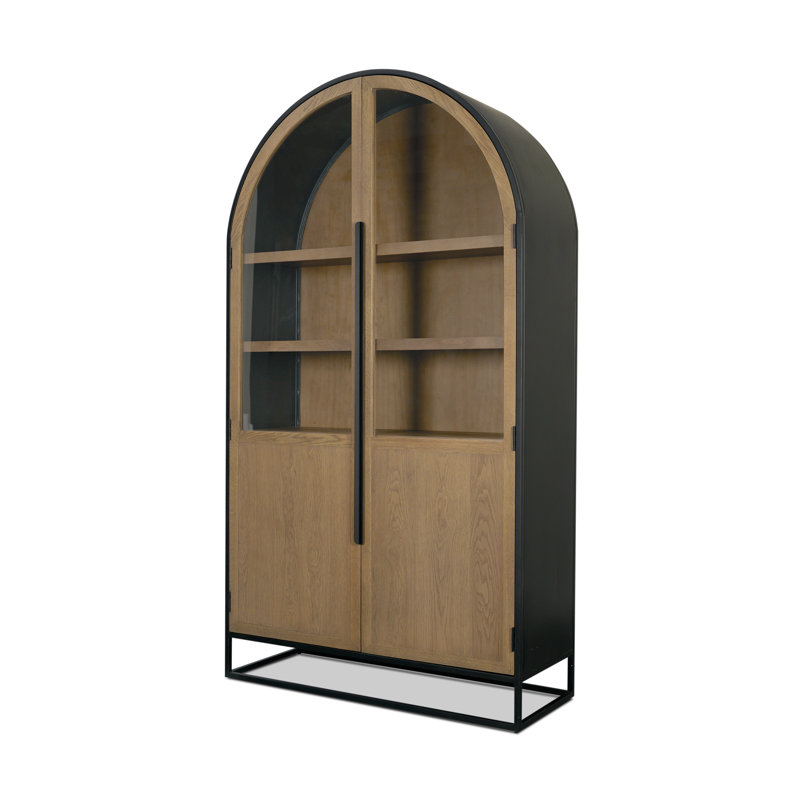 Sloan 47.5l X 18.0w X 85.5h Dark Wood W/black Metal Frame Arch Cabinet, Light Brown