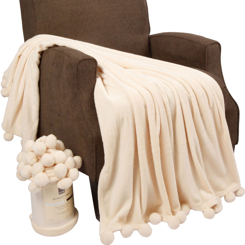  Couverture en molleton flanelle, Blanc antique, L 50 po x L 60 po