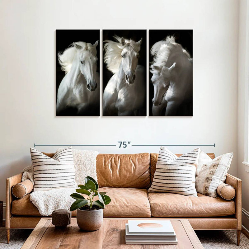 Brampt Three White Horses, 36" H x 57" W