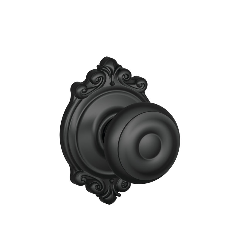 Georgian Hall and Closet Knob with Brookshire Trim, Matte Black