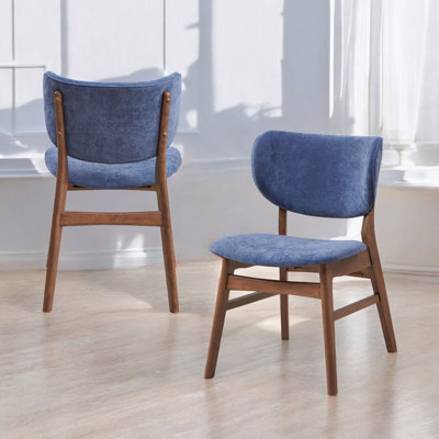 Ensemble de 2 chaises d'appoint en tissu et finition noyer