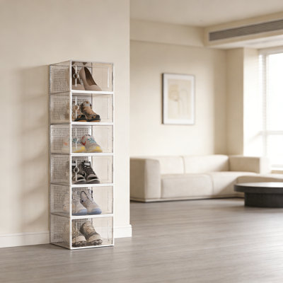 Stackable Clear Shoe Storage Box With Magnetic Closure